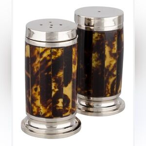 Ralph Lauren Wentworth Faux Tortoise Shell w Silver Salt & Pepper Shakers